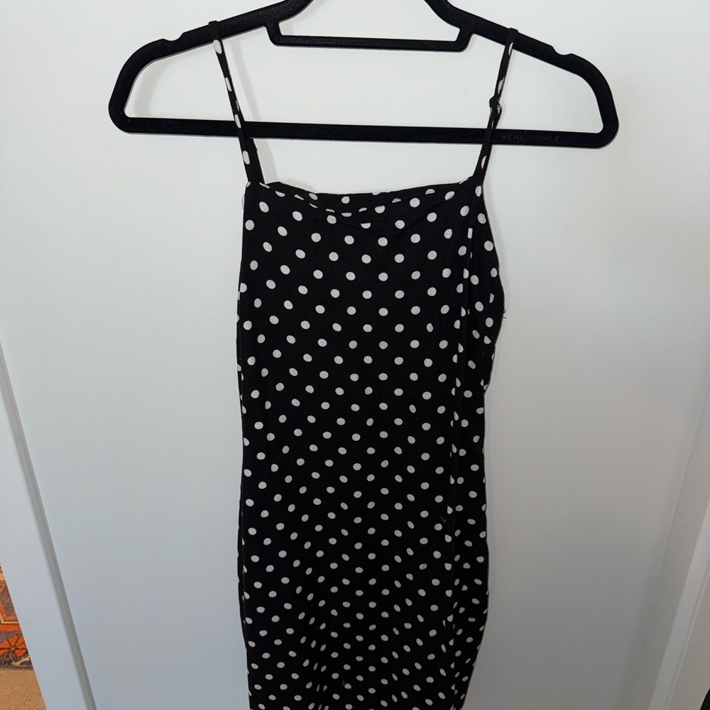 Elegant Black and White Polka Dot Mini Dress